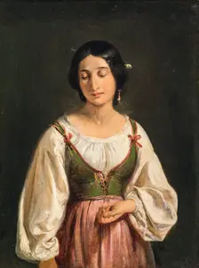 Standing Italian Woman. Study for A Goatherd Selling Milk, c1840. Creator: Wilhelm Marstrand