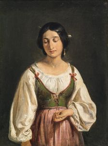 Standing Italian Woman. Study for A Goatherd Selling Milk, c1840. Creator: Wilhelm Marstrand