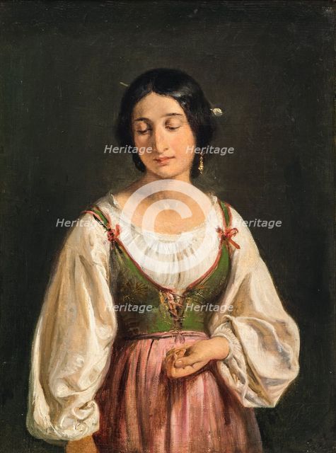 Standing Italian Woman. Study for A Goatherd Selling Milk, c1840. Creator: Wilhelm Marstrand.