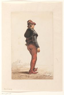 Standing Landsknecht in Burgundian costume, from behind, 1833-1910. Creator: Jan Gerard Smits