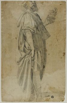Standing Magus (recto); Sketch of Stable and Trees (verso), n.d. Creators: Domenico Fiasella, Lodovico Carracci