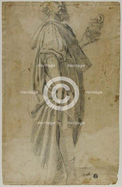 Standing Magus (recto); Sketch of Stable and Trees (verso), n.d. Creators: Domenico Fiasella, Lodovico Carracci.