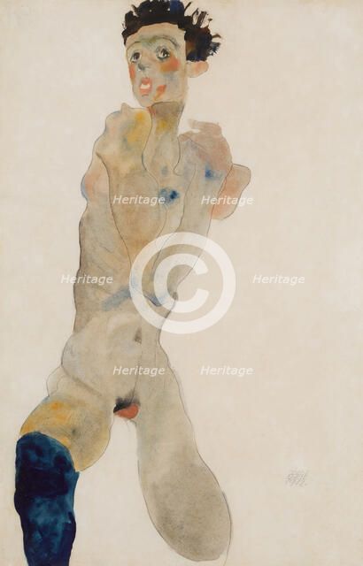 Standing Male with Crossed Arms (Self-portrait), 1912. Creator: Schiele, Egon (1890-1918).