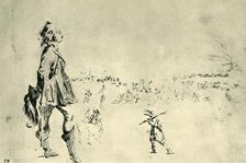 Standing male figure, 1633-1634, (1943). Creator: Stefano della Bella