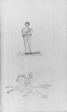 Standing Male Figure; Male Figure on a Horse (from Sketchbook), . Creator: John William Casilear