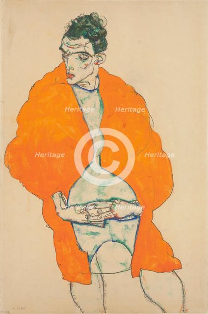 Standing Male Figure (Self-Portrait) , 1914. Creator: Schiele, Egon (1890-1918).