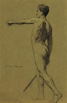 Standing male nude, 1917. Creator: Josef Wawra