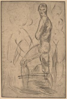 Standing Male Nude and Two Female Nudes, 1914. Creator: Wilhelm Lehmbruck