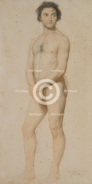 Standing male nude, February, 1859. Creator: William Mulready.