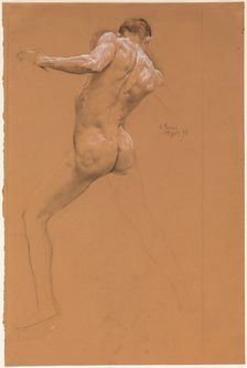 Standing Male Nude from Behind, 1893. Creator: Otto Greiner