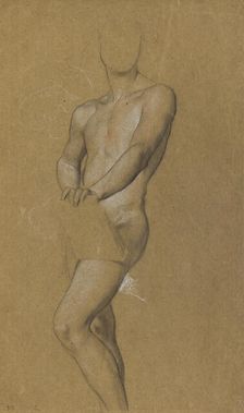 Standing male nude, probably a study for A Recording Angel or Destiny c1840-1900. Creator: George Frederick Watts