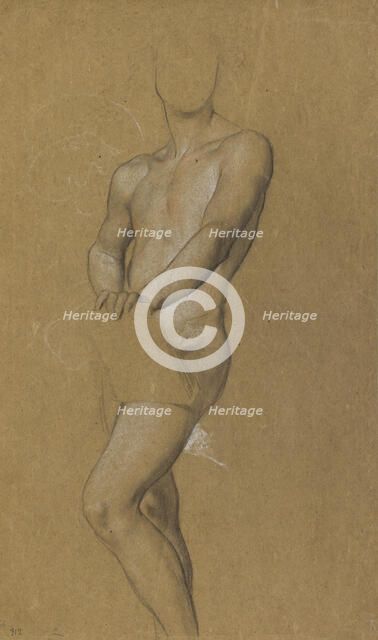 Standing male nude, probably a study for 'A Recording Angel' or 'Destiny', c1840-1900. Creator: George Frederick Watts.