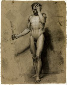 Standing Male Nude (recto); Classical Head (verso), n.d. Creator: Paul Émile Detouche