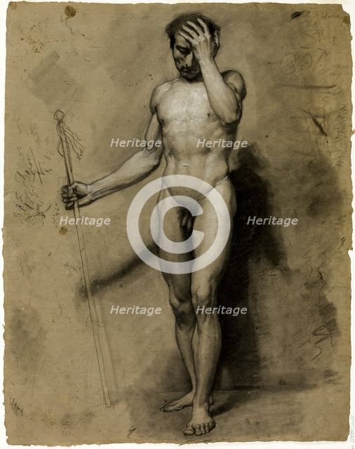 Standing Male Nude (recto); Classical Head (verso), n.d. Creator: Paul Émile Detouche.