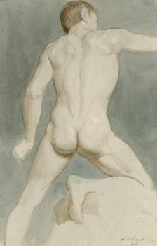 Standing male nude viewed from the back, (c1800?). Creator: Thomas Stothard
