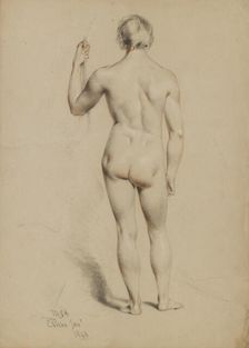 Standing male nude viewed from the back, January, 1848. Creator: Edmund Thomas Parris