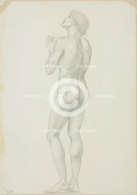 Standing Male Nude with Hands Clasped in Prayer, c. 1873-77. Creator: Sir Edward Coley Burne-Jones.
