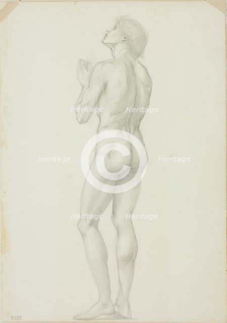 Standing Male Nude with Hands Clasped in Prayer, c. 1873-77. Creator: Sir Edward Coley Burne-Jones.