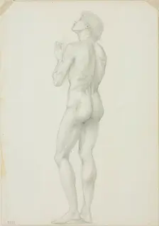 Standing Male Nude with Hands Clasped in Prayer, c. 1873-77. Creator: Sir Edward Coley Burne-Jones