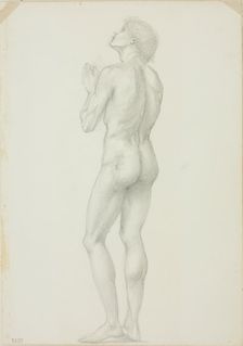 Standing Male Nude with Hands Clasped in Prayer, c. 1873-77. Creator: Sir Edward Coley Burne-Jones