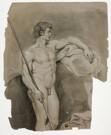 Standing Male Nude with Staff, n.d. Creator: Unknown