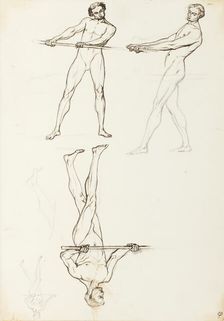 Standing male nudes, for the Albert Hall frieze, by 1871. Creator: Henry Hugh Armstead