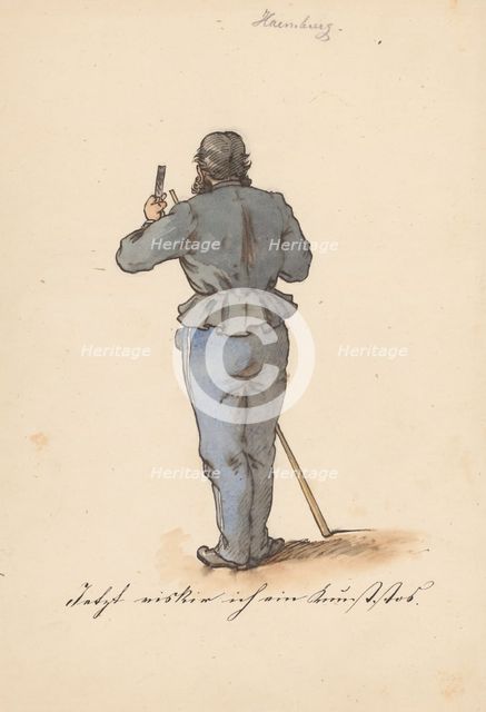 Standing man from behind, 1850-1860. Creator: Friedrich Carl von Scheidlin.