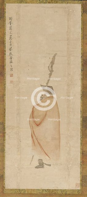 Standing man in a red coat, Qing dynasty, (18th century ?). Creator: Luo Ping.