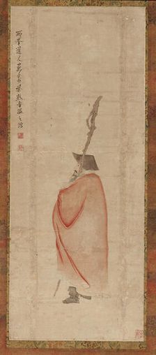 Standing man in a red coat, Qing dynasty, (18th century ?). Creator: Luo Ping