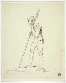 Standing Man in Armour Holding Lance, n.d. Creator: George Hayter
