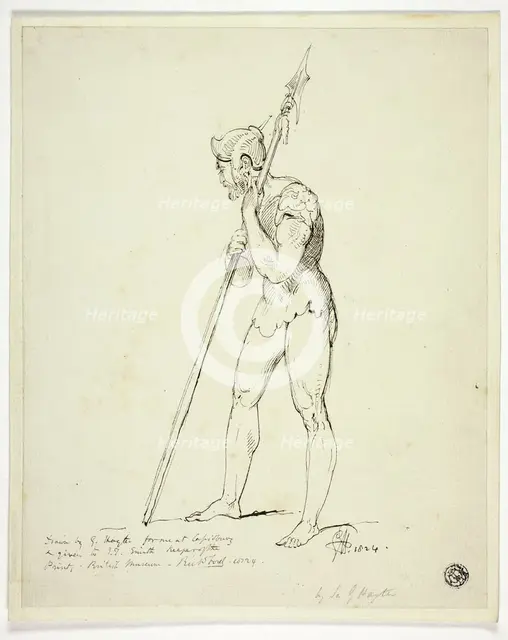 Standing Man in Armour Holding Lance, n.d. Creator: George Hayter.