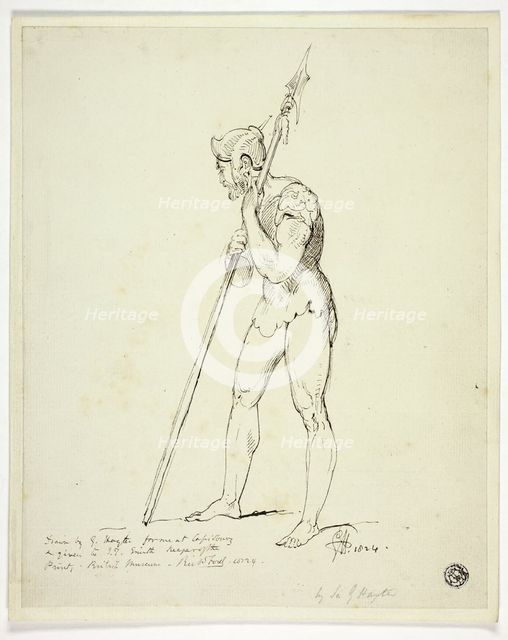 Standing Man in Armour Holding Lance, n.d. Creator: George Hayter.