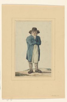 Standing man in blue jacket, 1700-1800. Creator: Anon