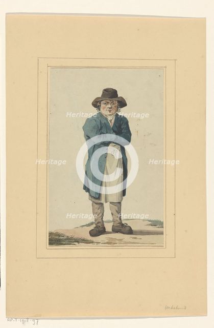 Standing man in blue jacket, 1700-1800. Creator: Anon.