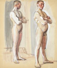 Standing man, two nudes, c1910s. Creator: Verner Thome