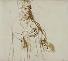 Standing man with bottle and glass. Creator: Ferdinand Bol