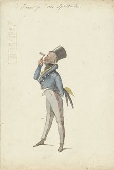 Standing man with binoculars, 1811-1873. Creator: Pieter van Loo