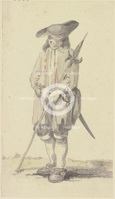 Standing man with halberd and saber, c1771-1772. Creator: Georg Melchior Kraus.
