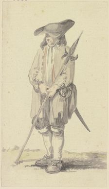 Standing man with halberd and saber, c1771-1772. Creator: Georg Melchior Kraus