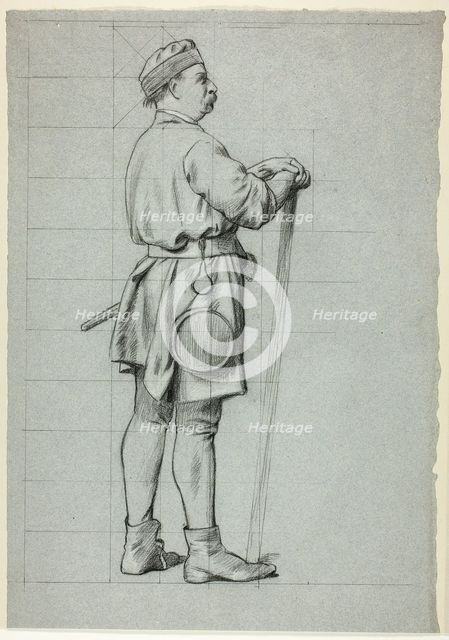 Standing Man with Hands Resting on Stick, n.d. Creator: Henry Stacy Marks.