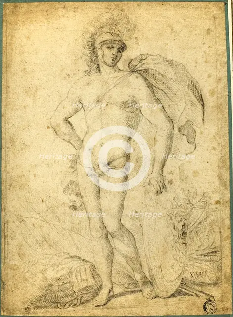 Standing Nude Warrior, possibly Mars, with Shield, n.d. Creator: Unknown.