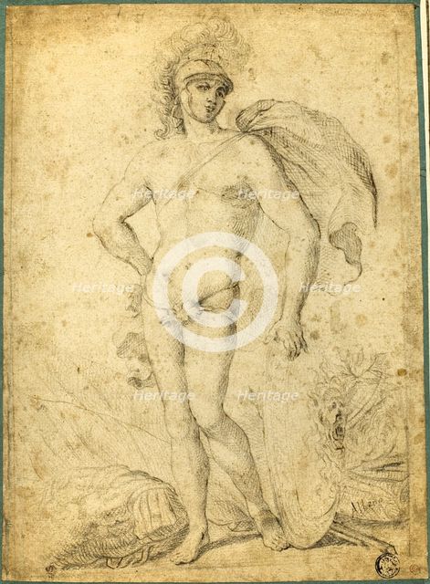Standing Nude Warrior, possibly Mars, with Shield, n.d. Creator: Unknown.