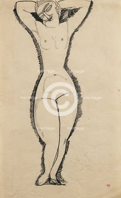 Standing Nude with Raised Arms, 1911. Artist: Modigliani, Amedeo (1884-1920)