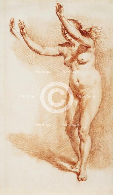 Standing Nude Woman with Upraised Arms, between circa 1665 and circa 1670. Creator: Adriaen van de Velde.