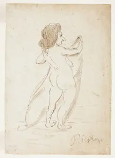 Standing Nude Woman Holding a Veil, 1694-1755. Creator: Pier Leone Ghezzi