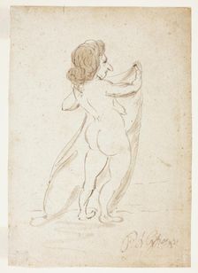 Standing Nude Woman Holding a Veil, 1694-1755. Creator: Pier Leone Ghezzi