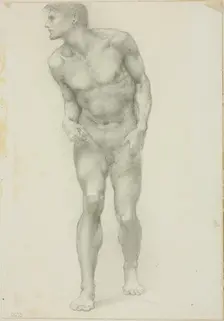 Standing Nude Male with Face in Profile, c. 1873-77. Creator: Sir Edward Coley Burne-Jones