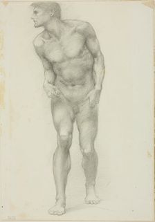 Standing Nude Male with Face in Profile, c. 1873-77. Creator: Sir Edward Coley Burne-Jones