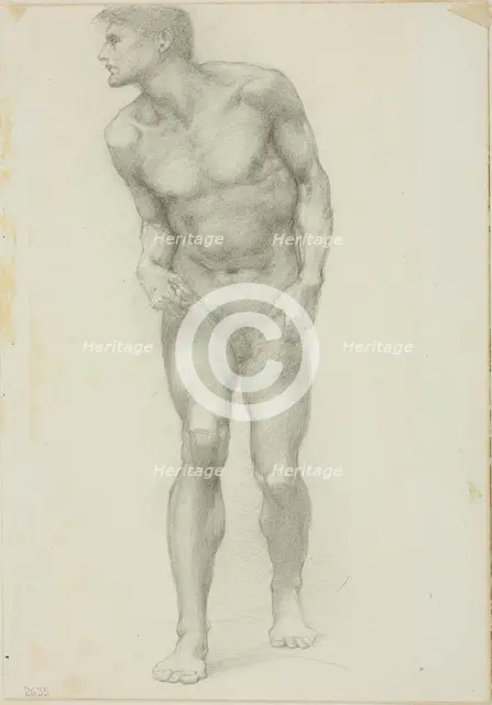 Standing Nude Male with Face in Profile, c. 1873-77. Creator: Sir Edward Coley Burne-Jones.