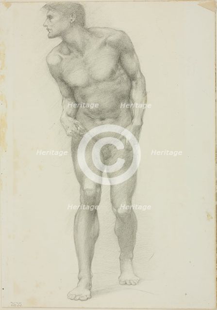Standing Nude Male with Face in Profile, c. 1873-77. Creator: Sir Edward Coley Burne-Jones.